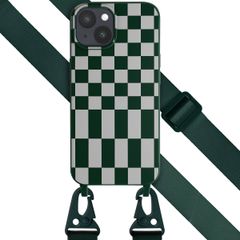 Selencia Coque design en silicone avec cordon amovible iPhone 15 Plus - Irregular Check Green