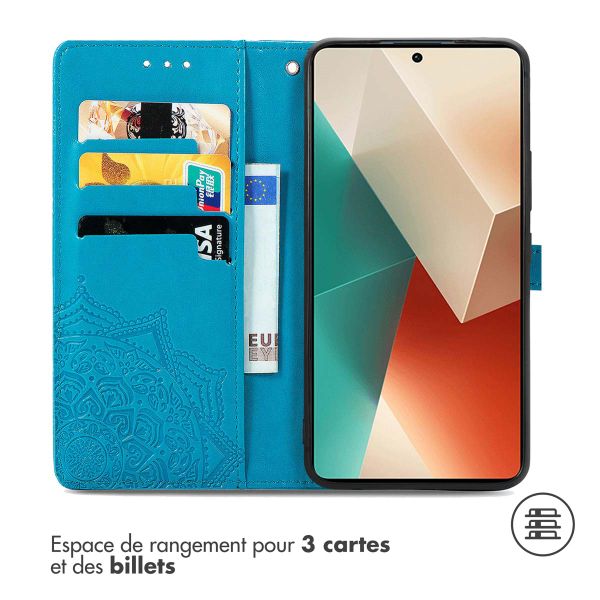 imoshion Etui de téléphone portefeuille Mandala Xiaomi Redmi Note 13 (5G) - Turquoise