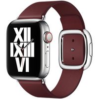 Apple Bracelet Leather Band Modern Buckle Apple Watch Series 1 t/m 9 / SE (38/40/41 mm) | Series 10 / 11 (42 mm) - Taille S - Garnet