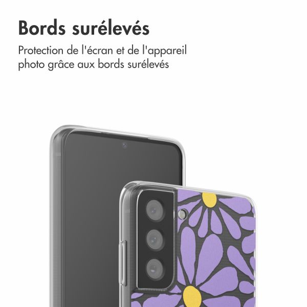 imoshion Coque design pour Samsung Galaxy S21 FE - Tropical Violet Flowers Connect