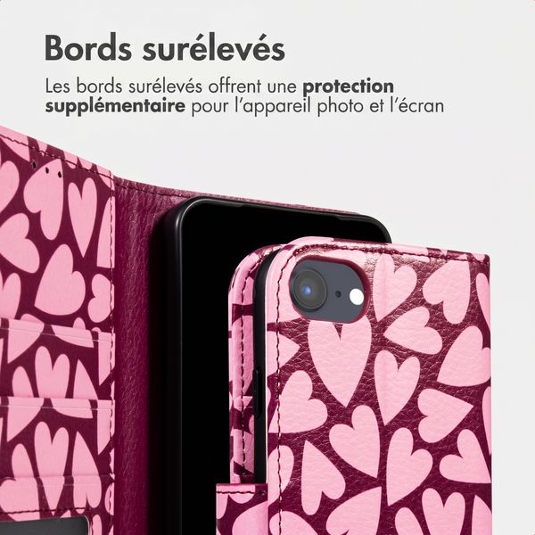 imoshion Étui de télephone portefeuille Design Apple iPhone SE (2022 / 2020) / 8 / 7 / 6(s) - Hearty Blush