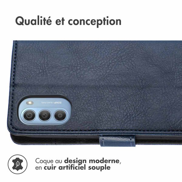 imoshion Étui de téléphone portefeuille Luxe Motorola Moto G51 - Bleu foncé