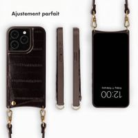 Selencia Nova coque arrière en cuir véritable avec porte-cartes Apple iPhone 15 Pro - Dark Chocolate