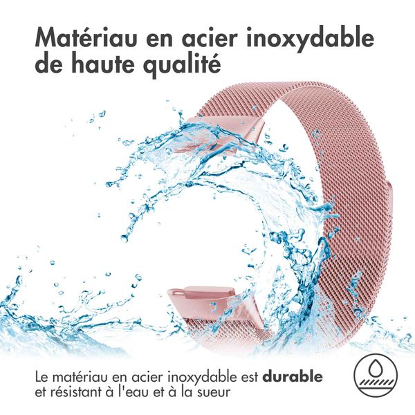 imoshion Bracelet magnétique milanais le Fitbit Charge 5 / Charge 6 - Taille M - Rose