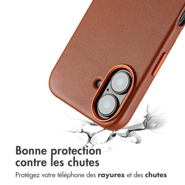 Accezz Coque arrière en cuir avec MagSafe Apple iPhone 16 - Sienna Brown
