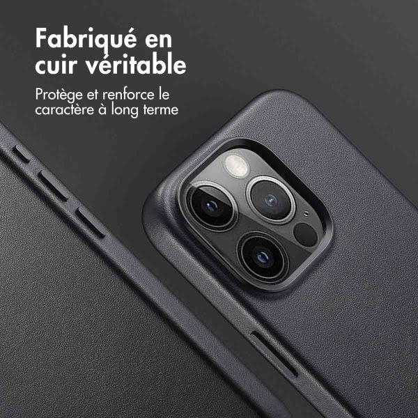 Accezz Coque arrière en cuir avec MagSafe Apple iPhone 15 Pro - Onyx Black