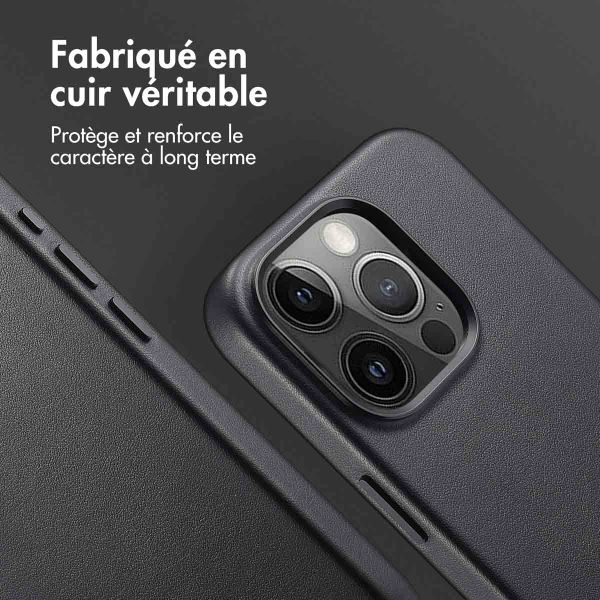 Accezz Coque arrière en cuir avec MagSafe iPhone 15 Pro - Onyx Black