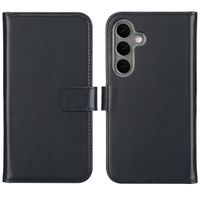 Selencia Étui portefeuille en cuir véritable Samsung Galaxy S25 - Noir
