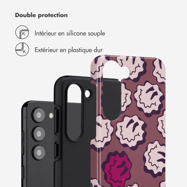 Selencia Coque arrière Vivid Samsung Galaxy S23 - Wavy Smiley Pink