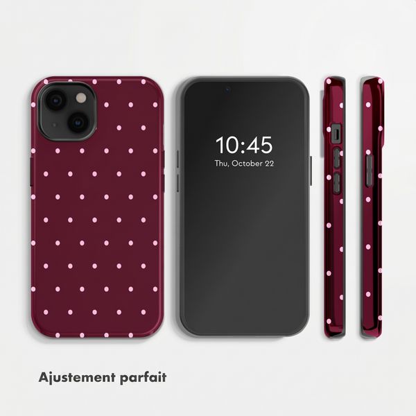 Selencia Coque arrière Vivid avec MagSafe Apple iPhone 14 - Happy Dots Burgundy