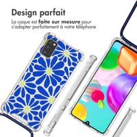 imoshion Coque Design avec cordon Samsung Galaxy A41 - Cobalt Blue Flowers Connect