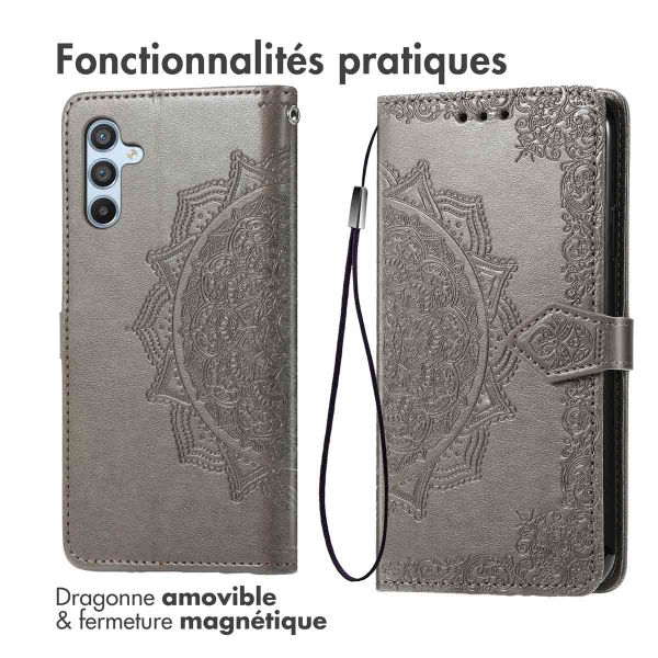 imoshion Etui de téléphone portefeuille Mandala Samsung Galaxy A36 - Gris