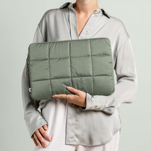 Selencia Pochette ordinateur Puffy 15-16 pouces - Sage Green