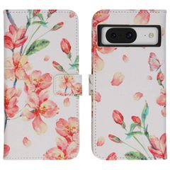 imoshion Design Softcase Bookcase Google Pixel 8 Pro - Blossom Watercolor White
