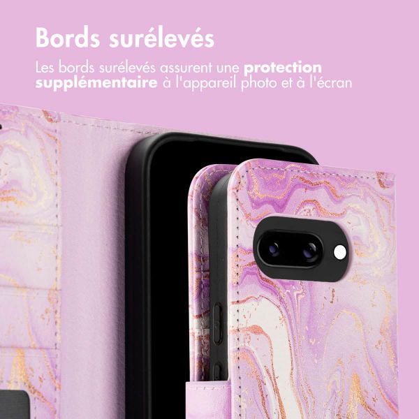 imoshion Étui de télephone portefeuille Design Google Pixel 9A - Purple Marble
