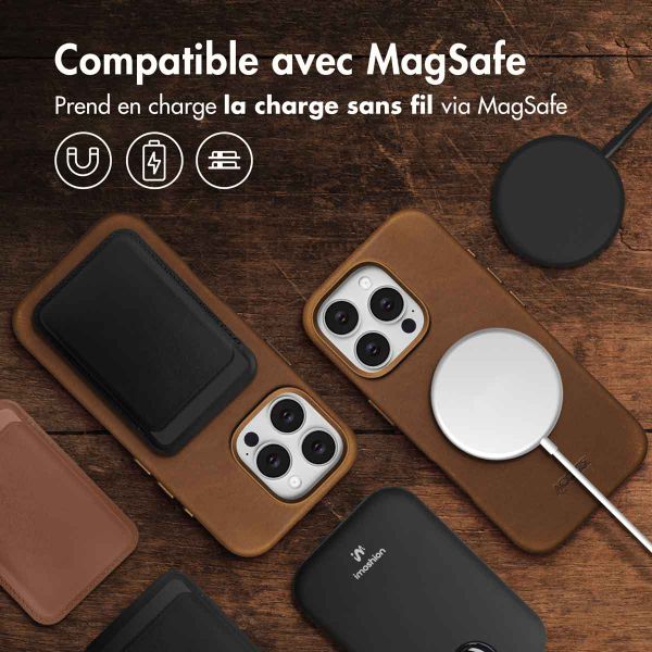Accezz Coque MagSafe en cuir vintage Apple iPhone 16 Pro - Tabacco Cognac