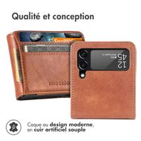 imoshion Étui de téléphone portefeuille Luxe Samsung Galaxy Z Flip 4 - Brun