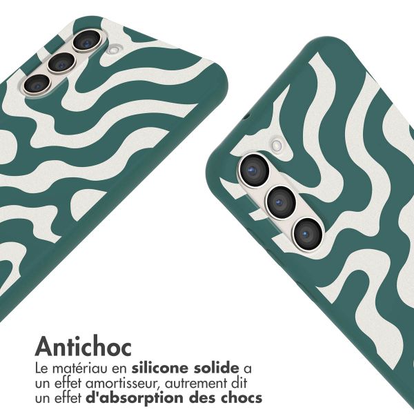 imoshion Coque design en silicone avec cordon Samsung Galaxy S23 Plus - Petrol Green Groovy