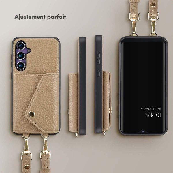 Selencia Coque à cordon avec porte-cartes enveloppe Sera Samsung Galaxy S23 FE - Beige