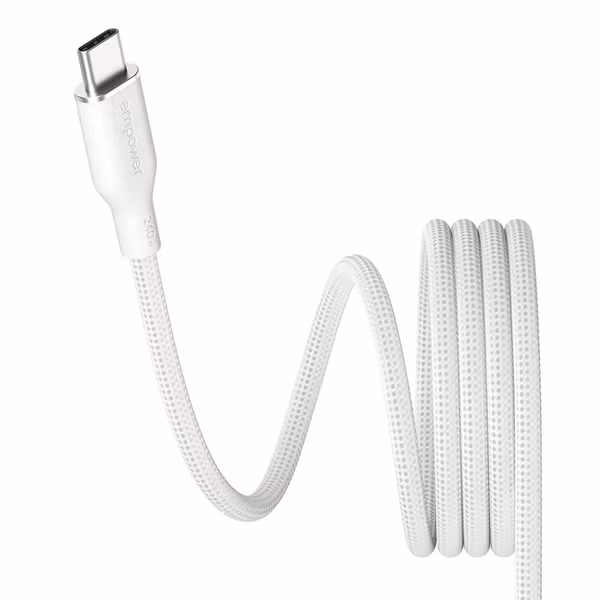Empower by PanzerGlass Câble de recharge Magnetic Snake USB-C vers USB-C - 240 W - 1.5 mètres - Silver White