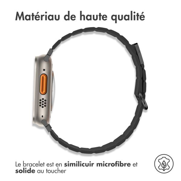 imoshion Bracelet en cuir magnétique Apple Watch Series 1 á 10 / SE / Ultra (2) (44/45/46/49 mm) - Noir