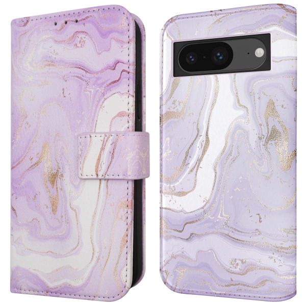 imoshion Étui de téléphone portefeuille Design Google Pixel 8a - Purple Marble