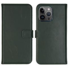 Selencia Étui de téléphone portefeuille en cuir véritable iPhone 15 Pro Max - Vert