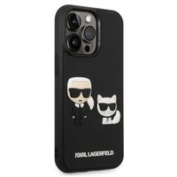 Karl Lagerfeld Coque rigide en caoutchouc 3D Karl & Choupette iPhone 14 Pro - Noir