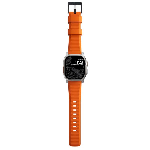 Nomad Bracelet robuste FKM Apple Watch Series 1 t/m 11 / SE / Ultra (44/45/46/49 mm) - Argent / Orange