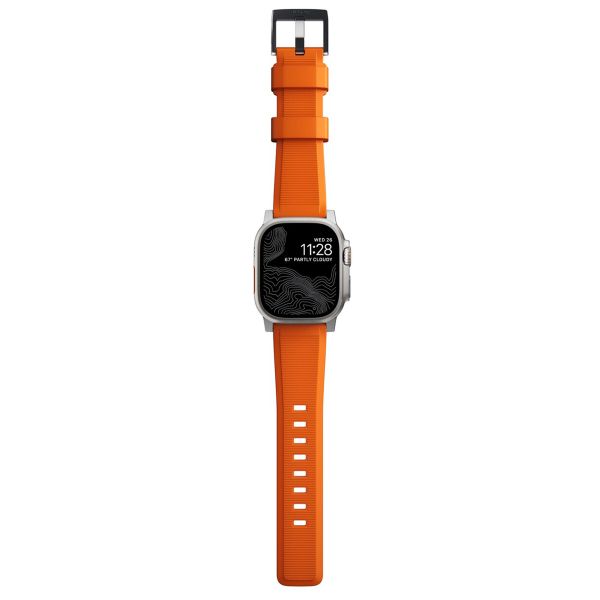 Nomad Bracelet robuste FKM Apple Watch Series 1 á 10 / SE / Ultra (2) (44/45/46/49 mm) - Argent/Orange