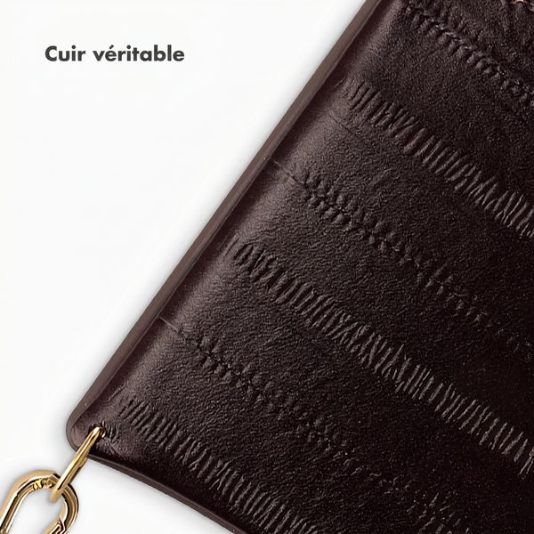 Selencia Nova coque arrière en cuir véritable avec porte-cartes Samsung Galaxy S26 - Dark Chocolate