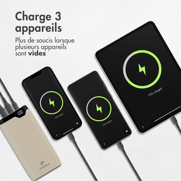 imoshion Batterie externe - 20.000 mAh - Quick Charge et Power Delivery - Sable