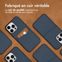 Accezz Coque en cuir de qualité supérieure avec fentes pour cartes Apple iPhone 14 Pro Max - Bleu foncé