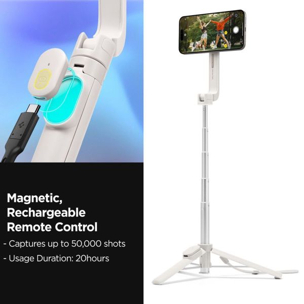 Spigen Trépied Selfie Stick MagSafe - avec télécommande - Universel - 74CM - Dune Beige