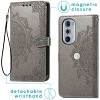 imoshion Etui de téléphone portefeuille Mandala Motorola Edge 30 Pro / Edge Plus (2022) - Gris