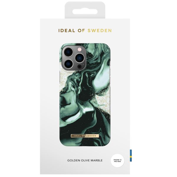 iDeal of Sweden Coque Fashion iPhone 13 Pro Max - Golden Olive Marble