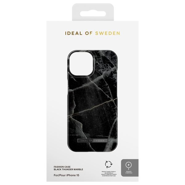 iDeal of Sweden Coque Fashion MagSafe Apple iPhone 15 - Black Thunder Marble