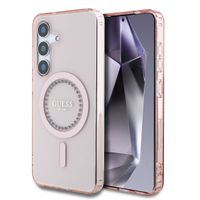 Guess Coque MagSafe IML avec strass Samsung Galaxy S25 - Rose