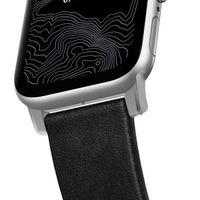 Nomad Bracelet en cuir moderne Apple Watch Series 1 á 10 / SE / Ultra (2) (44/45/46/49 mm) - Noir/Argent