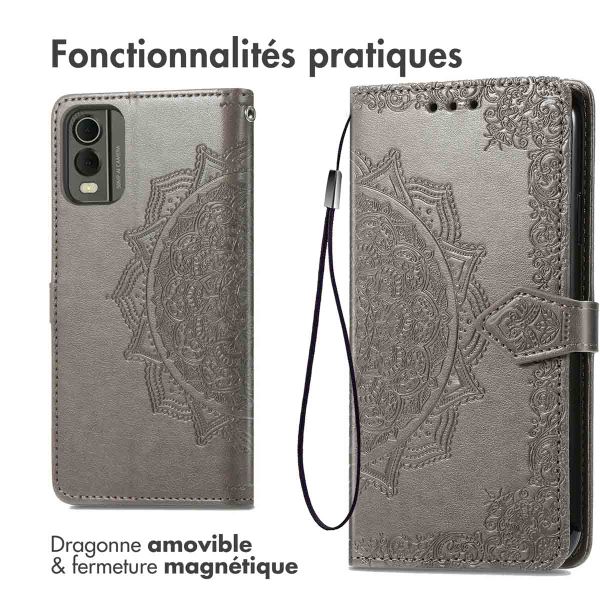 imoshion Etui de téléphone portefeuille Mandala Nokia C32 - Gris