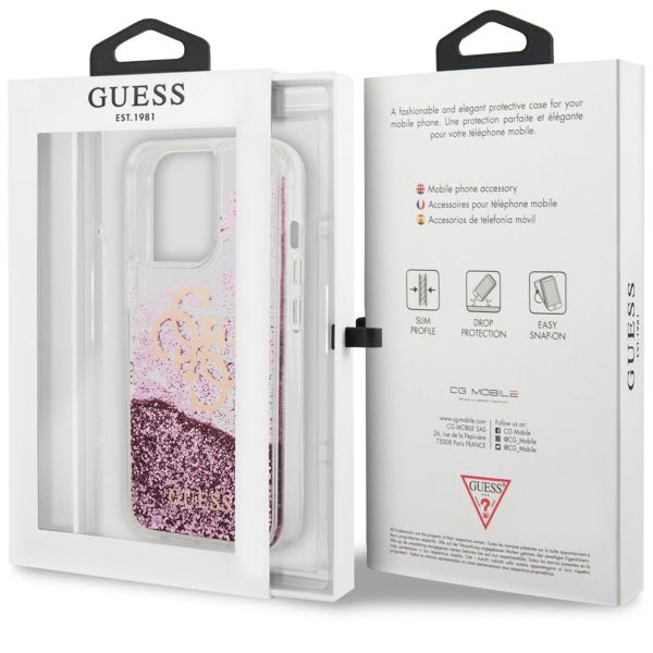 Guess Coque 4G Logo Liquid Glitter iPhone 13 Pro Max - Pink