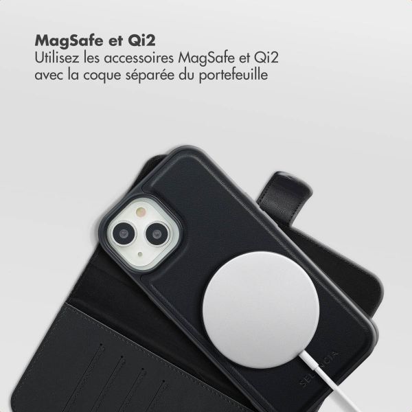 Selencia Étui portefeuille amovible Olyn avec MagSafe Apple iPhone 15 - Noir
