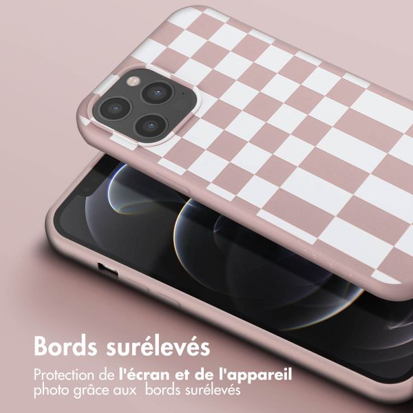 Selencia ﻿Coque design en silicone avec cordon amovible iPhone 12 Pro Max - Irregular Check Sand Pink