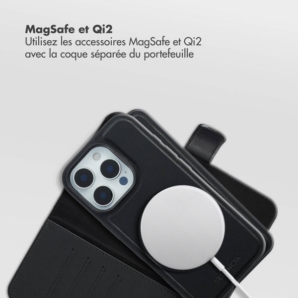 Selencia Étui portefeuille amovible Olyn avec MagSafe Apple iPhone 16 Pro - Noir