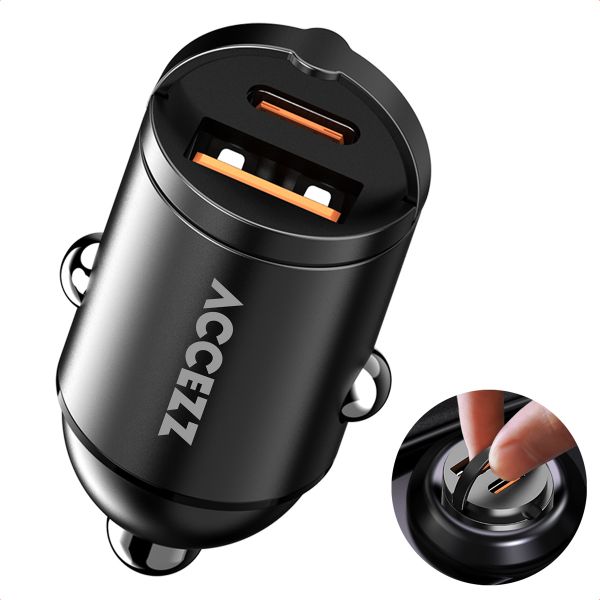 Accezz Chargeur de voiture | Chargeur rapide avec 2 ports - USB-A 30 watts + USB-C 65 watts - Noir