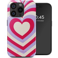 Selencia Coque arrière Vivid avec MagSafe iPhone 15 Pro - Double Hearts Rubine Red Lilac