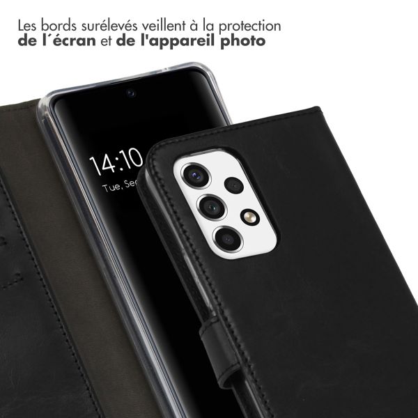 Selencia Étui portefeuille en cuir véritable Samsung Galaxy A53 - Noir