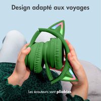 imoshion Casque sans fil pour enfants LED Light Cat Ear - Avec câble AUX - Vert