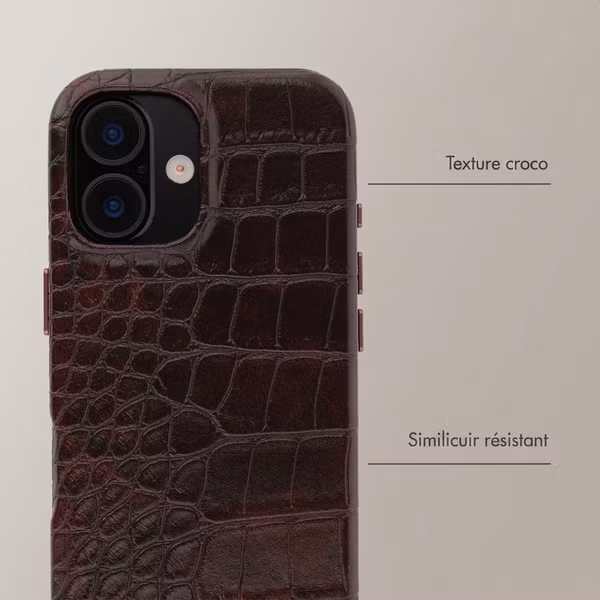 Selencia Coque arrière Croco avec MagSafe Apple iPhone 16 - Choco Brown