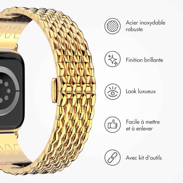 Selencia Bracelet dragon en acier Apple Watch Series 1 t/m 11 / SE / Ultra (44/45/46/49 mm) - Doré